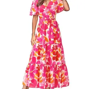 MASCOMODA Women's Floral Wrap Maxi Dress