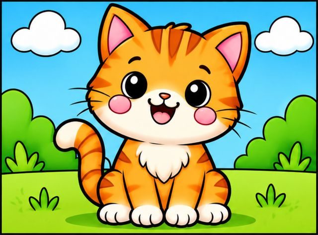 Kids coloring bundle 10 packs 6 Happy kitten color sample