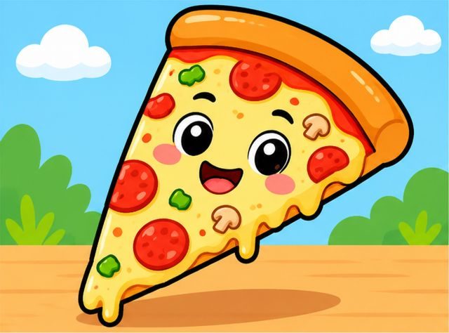 Kids coloring bundle 10 packs 4 Smiling pizza slice color sample