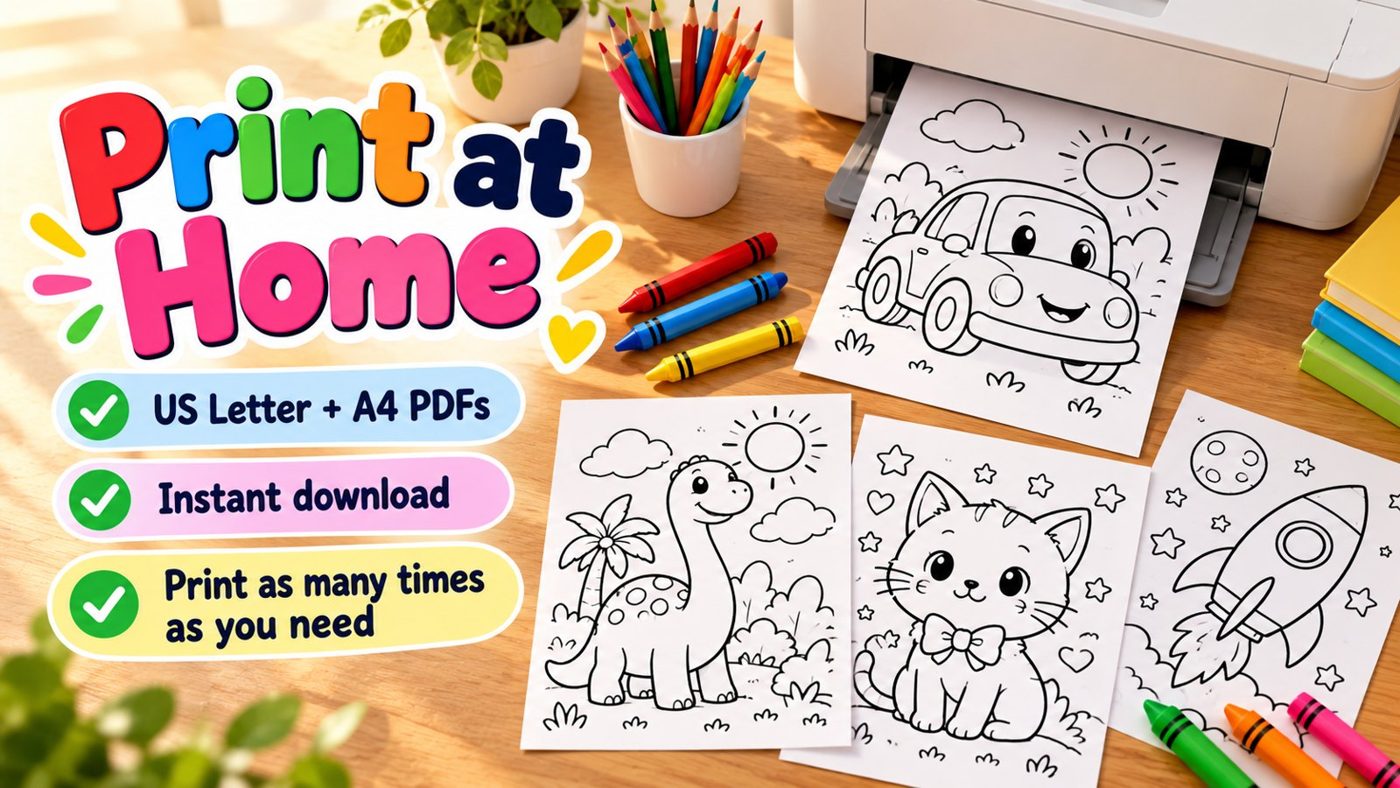 Kids coloring bundle 10 packs 10 Print at home on US Letter or A4