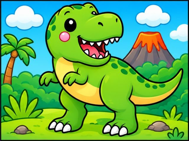 Kids coloring bundle 10 packs 8 Friendly T. rex color sample