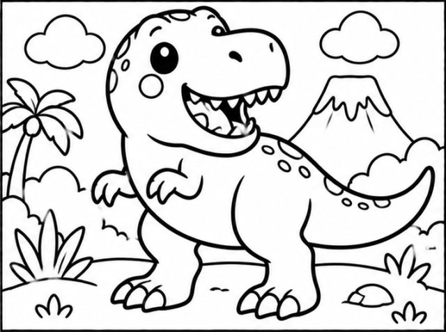 Kids coloring bundle 10 packs 7 Friendly T. rex coloring page